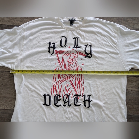 Forever 21 Men's T-Shirt Holy Death Grim Reaper Scythe Graphic 2XL XXL Shirt - Picture 2 of 5